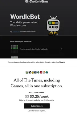 The ad that eventually comes if you use the WordleBot enough times